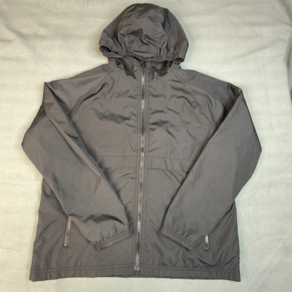 Gap Kids XL 12 Gray Water Resistant Mesh Lined Hooded Windbreaker Jacket
